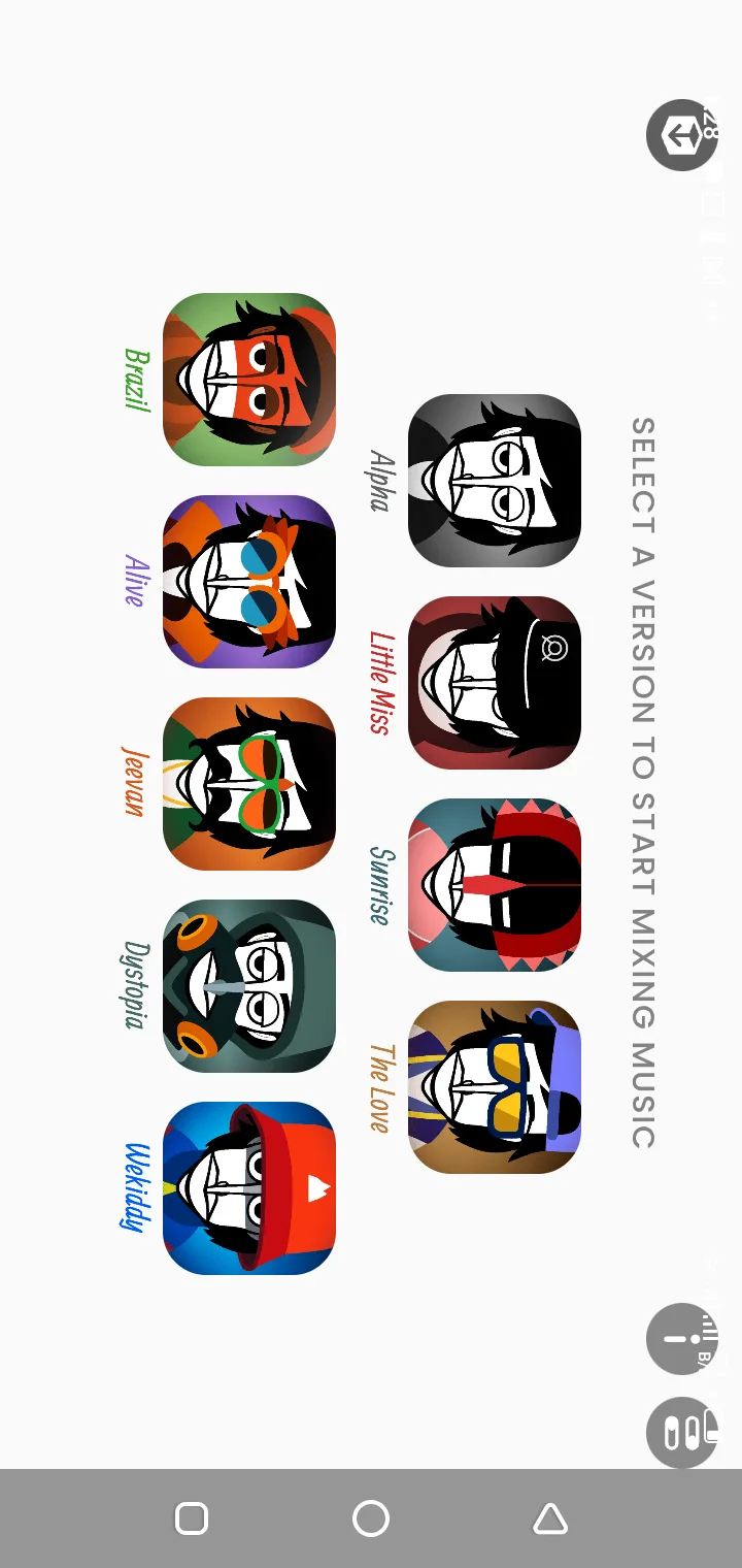 Incredibox APK music mixing interface with animated beatboxers